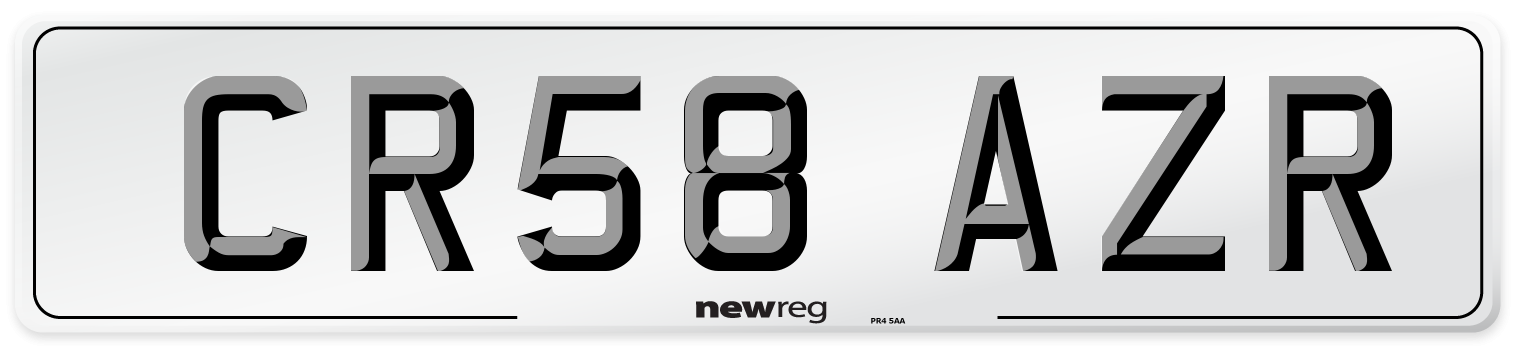 CR58 AZR Number Plate from New Reg